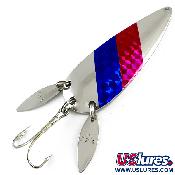 Vintage  Marathon Bait Company Marathon (with sonic blades), 3/5oz Nickel / Red / Blue fishing spoon #6249