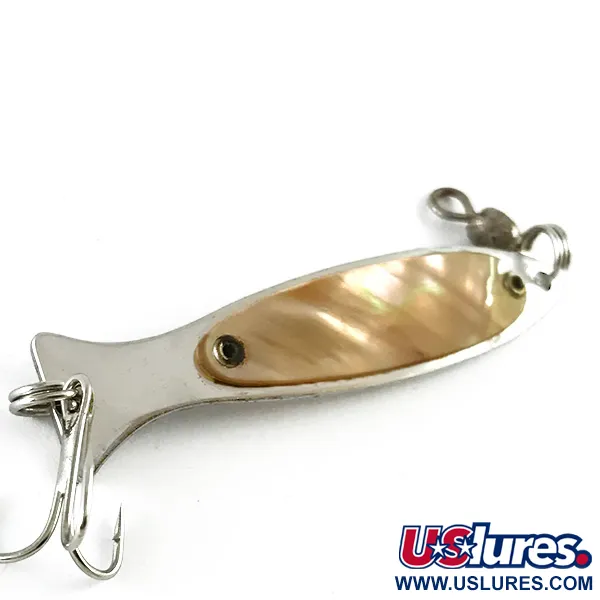 Vintage   Worth Demon Abalone Spoon, 3/16oz Nickel / Solid Pearl fishing spoon #6250
