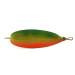 Vintage   Weedless Johnson Silver Minnow, 3/4oz Green / Nickel / Orange UV Glow in UV light, Fluorescent fishing spoon #6259