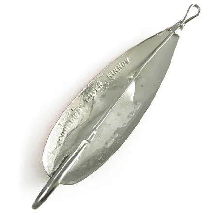 Vintage Weedless Johnson Silver Minnow, 3/4oz Green / Nickel / Orange UV Glow in UV light, Fluorescent fishing spoon #6259