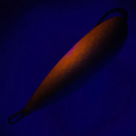 Vintage Weedless Johnson Silver Minnow, 3/4oz Green / Nickel / Orange UV Glow in UV light, Fluorescent fishing spoon #6259