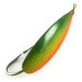 Vintage   Weedless Johnson Silver Minnow, 3/4oz Green / Nickel / Orange UV Glow in UV light, Fluorescent fishing spoon #6259