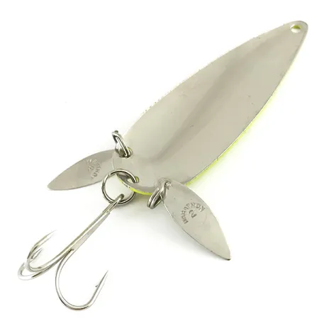 Vintage Marathon (with sonic blades), 3/5oz Yellow / Nickel UV Glow in UV light, Fluorescent fishing spoon #6260
