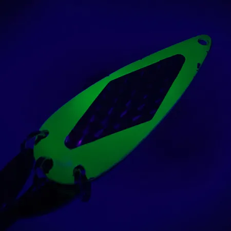Vintage Marathon (with sonic blades), 3/5oz Yellow / Nickel UV Glow in UV light, Fluorescent fishing spoon #6260