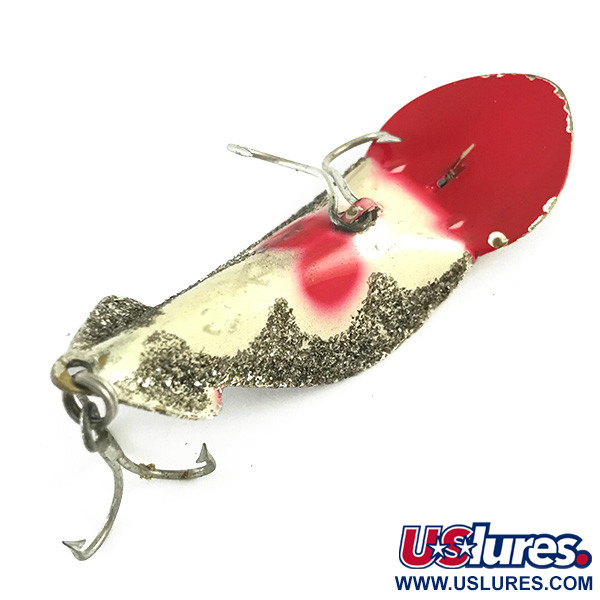 Vintage   Buck Perry Spoonplug, 1/3oz Red / Gold / Glitter Silver fishing spoon #6263