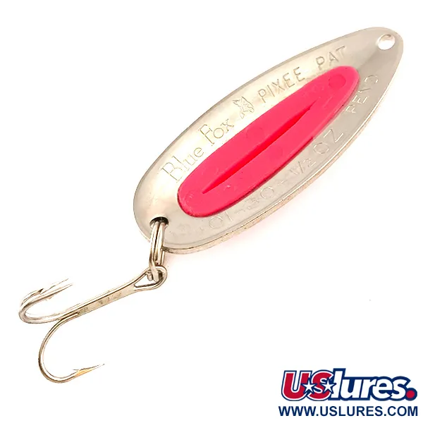 Vintage   Blue Fox Pixee UV , 1/2oz Hammered Nickel / Pink fishing spoon #6269