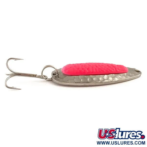 Vintage   Blue Fox Pixee UV , 1/2oz Hammered Nickel / Pink fishing spoon #6269