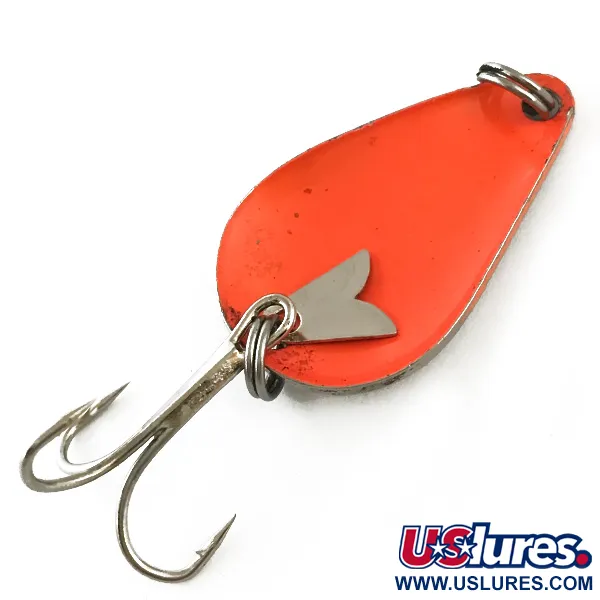 Vintage  Acme K.O. Wobbler, 1/4oz Nickel / Orange fishing spoon #6283