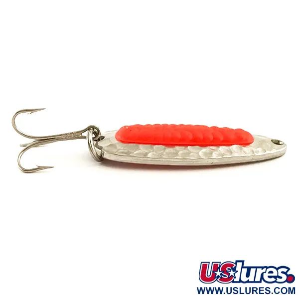 Vintage   Blue Fox Pixee UV, 1/4oz Hammered Nickel / Orange fishing spoon #6284