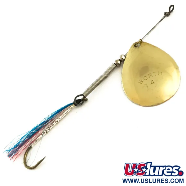 Vintage Worth 4, 1/8oz Brass spinning lure #6285