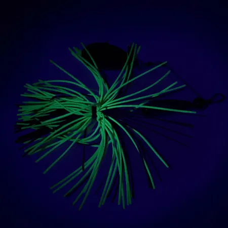 Vintage Unknown Spinner Bait, 2/5oz Brass / Hammered Nickel / Yellow UV Glow in UV light, Fluorescent fishing #6327