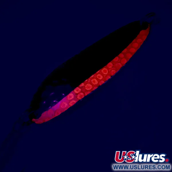 Vintage  Luhr Jensen Krocodile Die #3 UV, 1/3oz Hammered Brass / Orange fishing spoon #6349