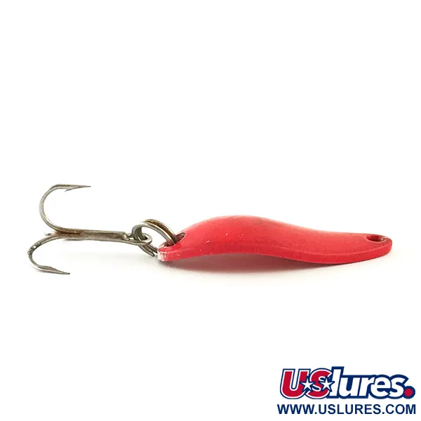 Vintage Luhr Jensen Krocodile Stubby UV, 1/4oz Red UV Glow in UV light, Fluorescent fishing spoon #6350