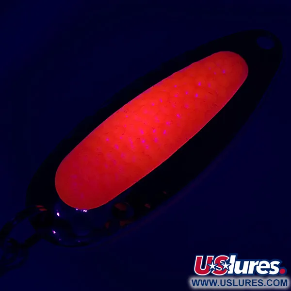 Vintage   Blue Fox Pixee UV, 1/2oz Orange / Hammered Nickel fishing spoon #6351