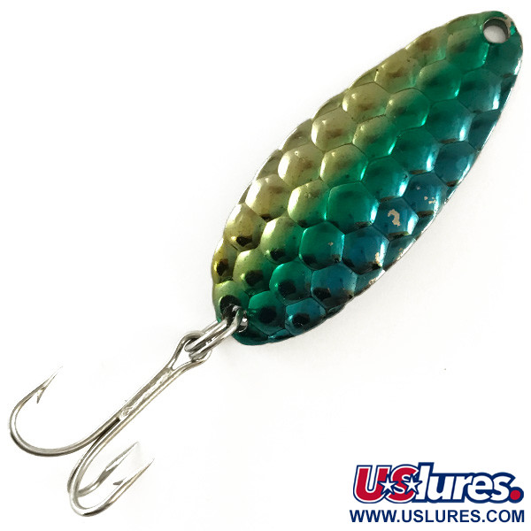 Vintage   Acme Little Cleo, 1/3oz Blue / Green / Gold / Nickel fishing spoon #6355