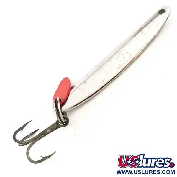 Vintage Bay de Noc Swedish pimple, 3/16oz Nickel / Red fishing spoon #6357