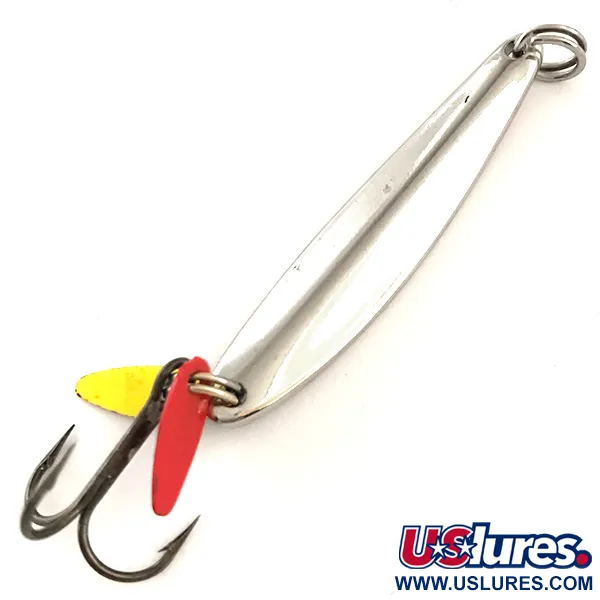 Vintage Bay de Noc Swedish pimple UV, 1/4oz Red / Yellow / Nickel fishing spoon #6358