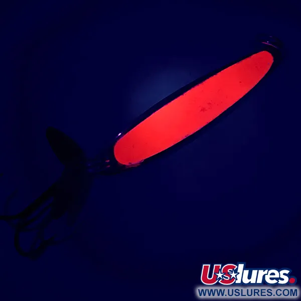 Vintage Bay de Noc Swedish pimple UV, 1/4oz Red / Yellow / Nickel fishing spoon #6358