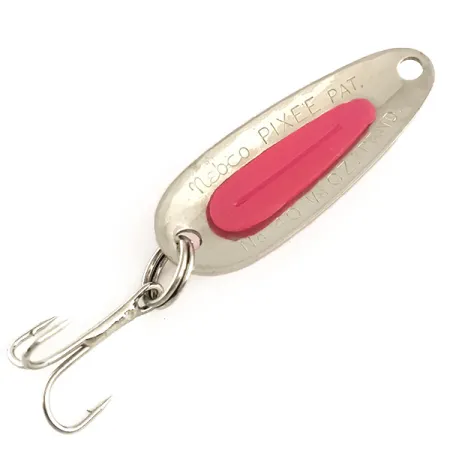 Vintage Nebco Pixee UV, 3/16oz Hammered Nickel / Pink fishing spoon #6369