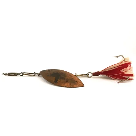 Vintage G.M. Skinner Willow leaf spoon, 1oz Copper / Red spinning lure #6370
