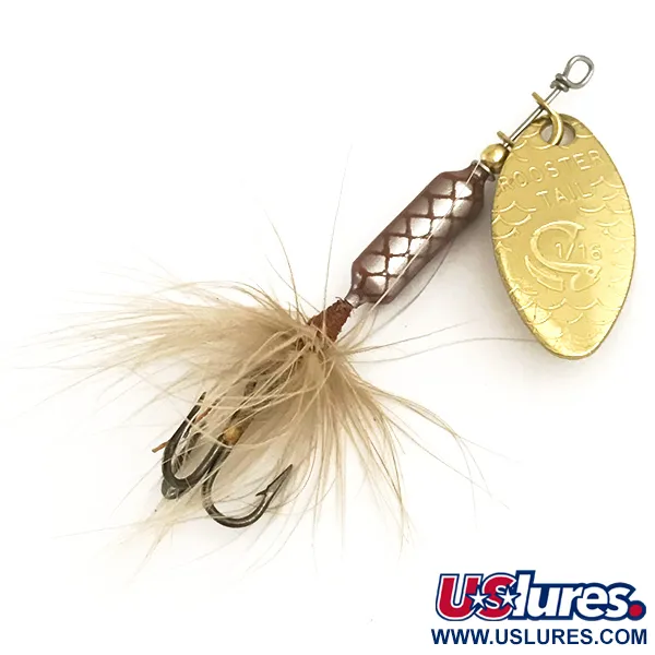  Yakima Bait Worden’s Original Rooster Tail, 3/32oz Gold / Brown spinning lure #7181