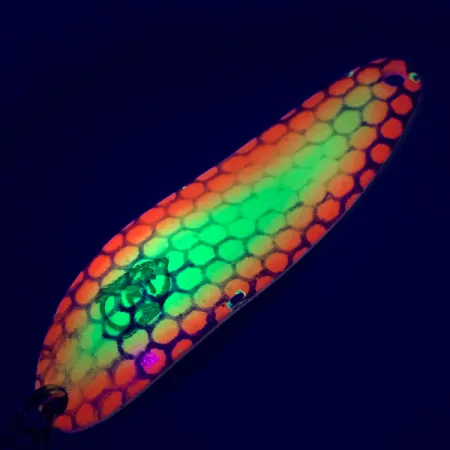 Vintage Eppinger Dardevle Cop-E-Cat 7300 UV, 1/3oz Yellow / Orange / Nickel fishing spoon #6377