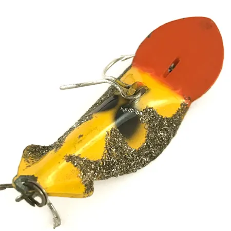 Vintage Buck Perry Spoonplug, 1/4oz Yellow / Red / Glitter Silver fishing spoon #6400