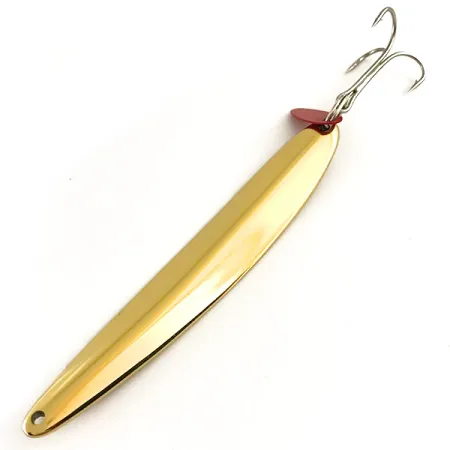 Vintage Bay de Noc Swedish pimple, 1 1/3oz Gold / Red fishing spoon #6402