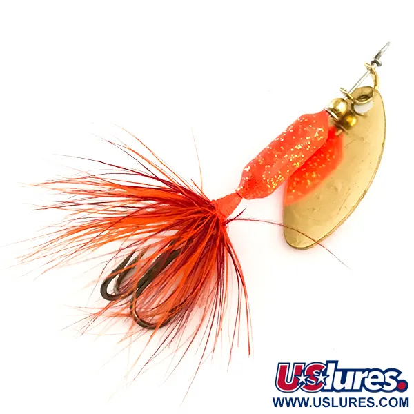  Yakima Bait Worden’s Original Rooster Tail UV, 1/16oz Gold / Orange UV Glow in UV light, Fluorescent spinning lure #6407