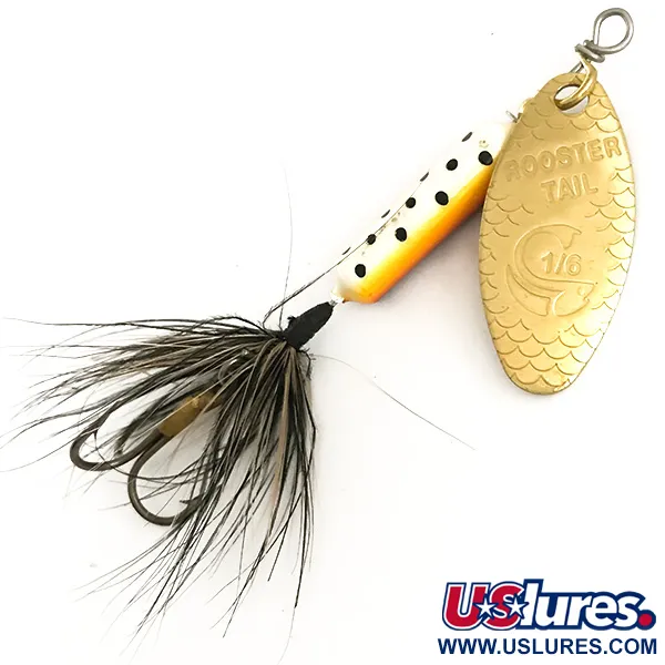  Yakima Bait Worden’s Original Rooster Tail, 3/16oz Gold / Brown Trout spinning lure #6409