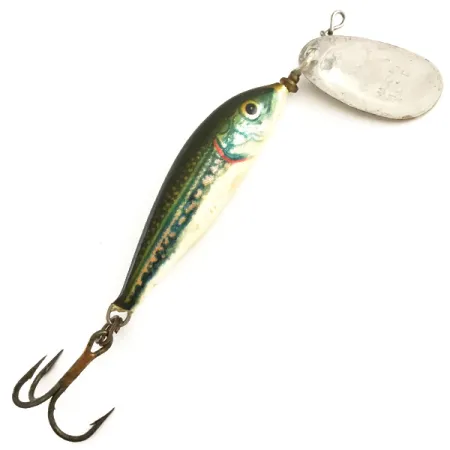 Vintage Blue Fox Vibrax Minnow Spin 2, 1/4oz Silver / Trout spinning lure #6410