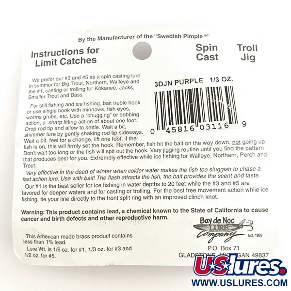 Bay de Noc Do-Jigger, 1/3oz Nickel / purple fishing spoon #6423