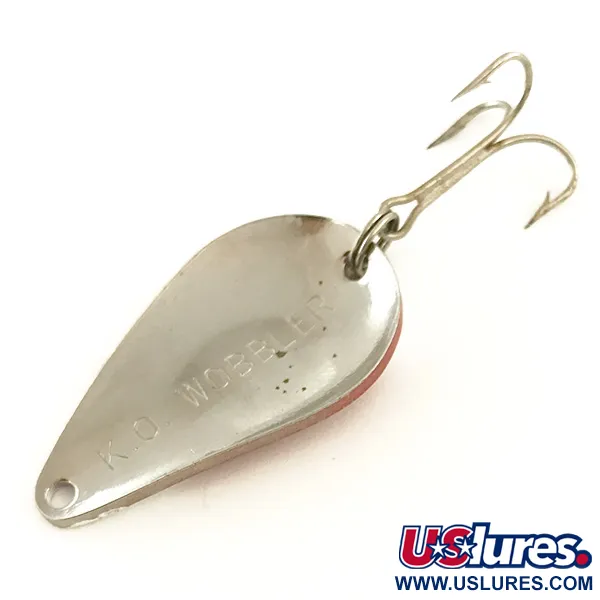 Vintage  Acme K.O. Wobbler, 1/2oz Red / White / Nickel fishing spoon #6425