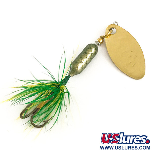  Yakima Bait Worden’s Original Rooster Tail, 1/16oz Gold / Green spinning lure #6429