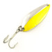 Vintage  Luhr Jensen Krocodile Stubby UV, 1/2oz Nickel / Yellow UV Glow in UV light, Fluorescent fishing spoon #6437