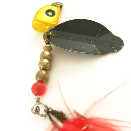 Vintage Mepps Lusox 2, 3/5oz Black / Yellow / Red spinning lure #6439