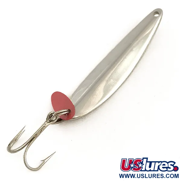 Vintage Bay de Noc Swedish pimple, 1/2oz Nickel / Red fishing spoon #6440