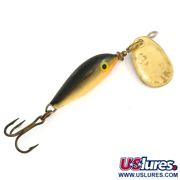Vintage Blue Fox Vibrax Minnow Spin 1, 1/8oz Gold spinning lure #6446
