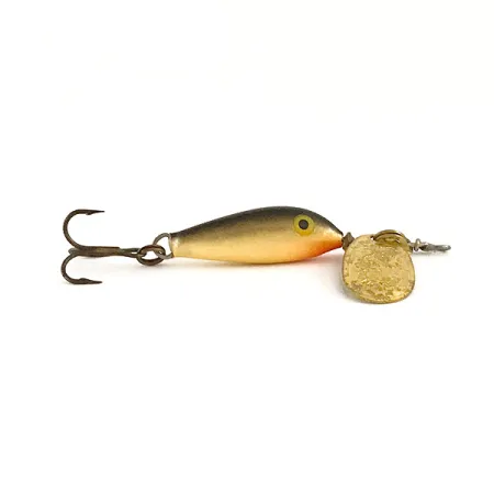 Vintage Blue Fox Vibrax Minnow Spin 1, 1/8oz Gold spinning lure #6446