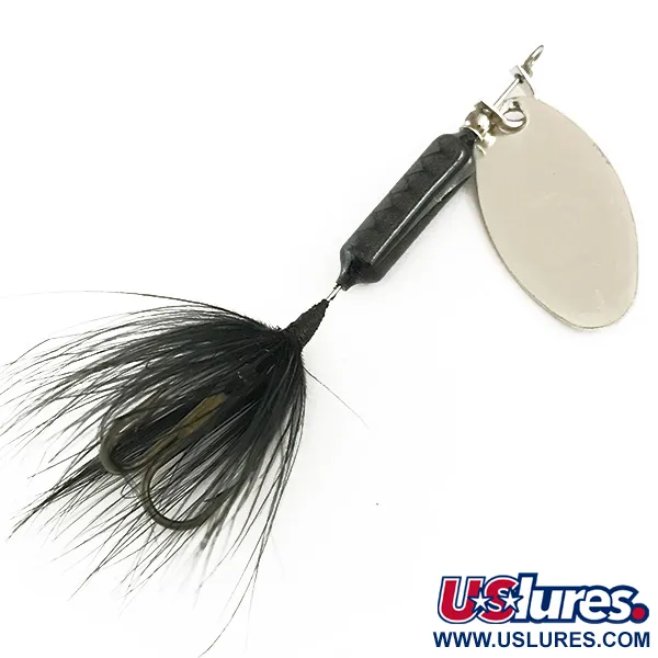 Vintage  Yakima Bait Worden’s Original Rooster Tail, 1/8oz Black / Silver spinning lure #6450