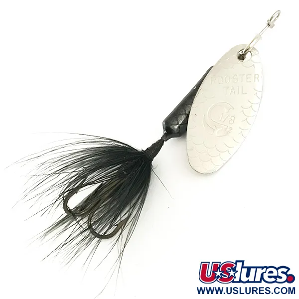 Vintage  Yakima Bait Worden’s Original Rooster Tail, 1/8oz Black / Silver spinning lure #6450