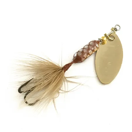 Vintage Yakima Bait Worden’s Original Rooster Tail, 1/16oz Gold / Brown spinning lure #6453