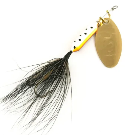 Vintage Yakima Bait Worden’s Original Rooster Tail, 1/8oz Gold / Brown Trout spinning lure #6454
