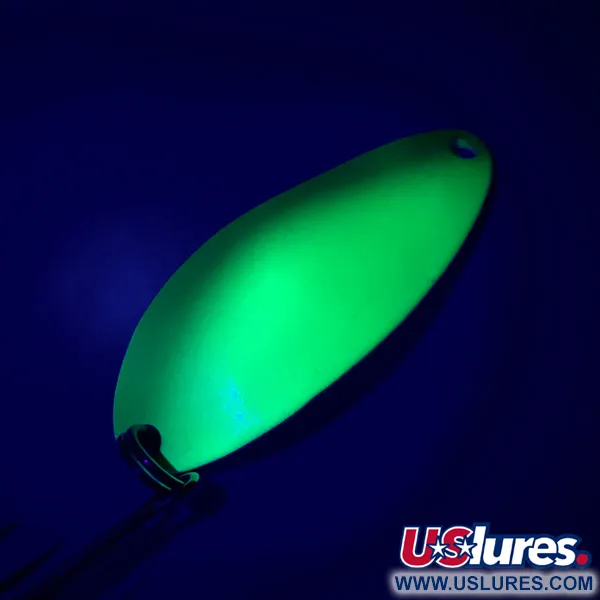 Vintage  Seneca Little Cleo (Hula Girl) UV, 1/3oz Yellow / Green / Nickel fishing spoon #6463