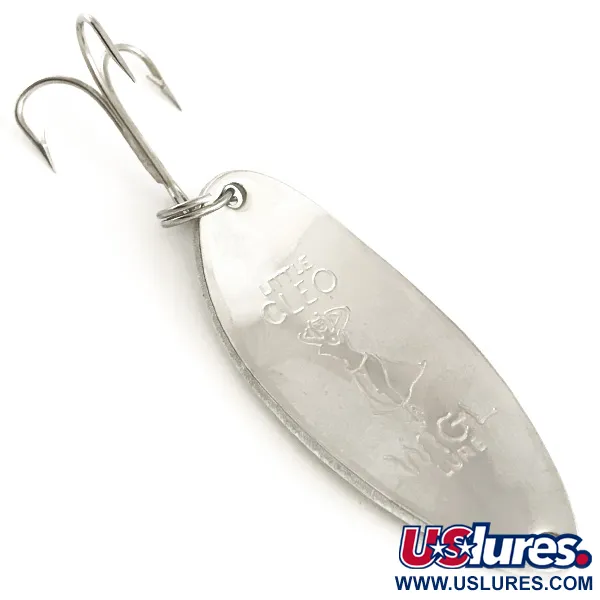 Vintage  Seneca Little Cleo (Hula Girl) Glow, 1/2oz White / Green / Nickel fishing spoon #6464