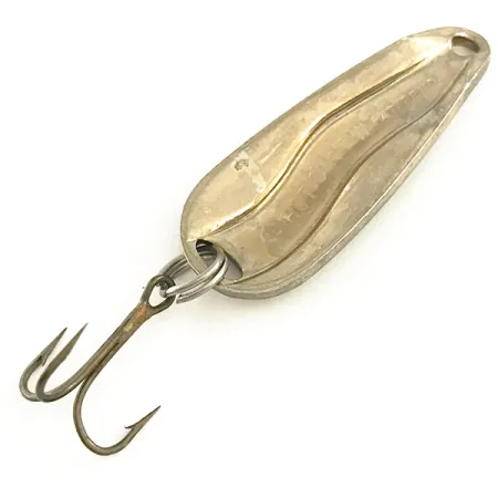 Vintage Luhr Jensen Hot Shot W, 1/4oz Nickel / Green / Gold fishing spoon #6466