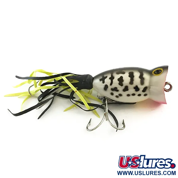 Vintage   Fred Arbogast Hula Popper, 1/4oz White Leopard / Red fishing lure #6476