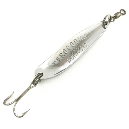 Vintage Luhr Jensen Krocodile Die #4, 1/2oz Nickel / Green fishing spoon #6490