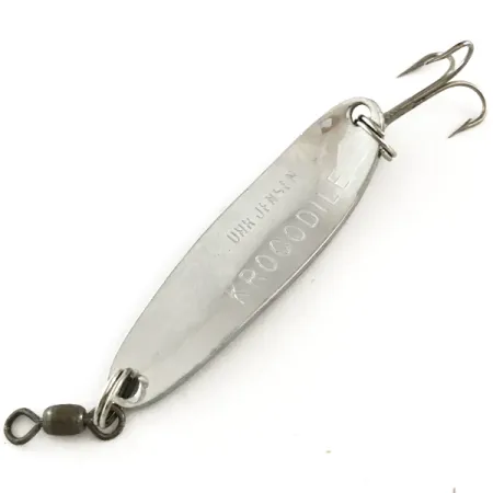 Vintage Luhr Jensen Krocodile Die #3, 1/3oz Nickel / Red fishing spoon #6505