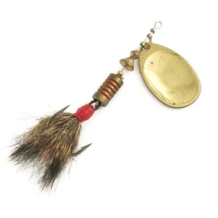 Vintage Mepps Aglia 3 dressed (squirrel tail), 1/4oz Gold / Red spinning lure #6509